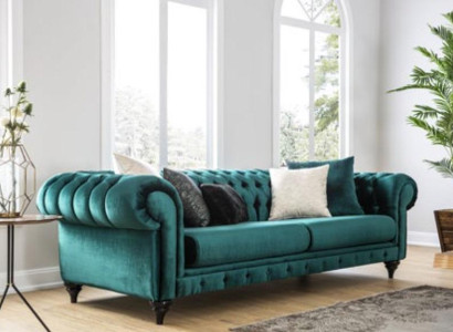 Classic Chesterfield Three Seater Furniture Sofa Luxury Couches Green 3 Seat Sofas